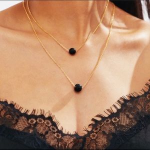 Black beaded multi layer necklace